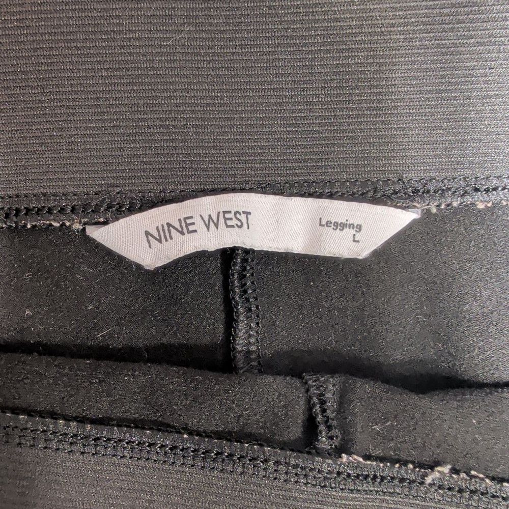 Women's Nine West Black Faux Leather Leggings L - Picture 7 of 11
